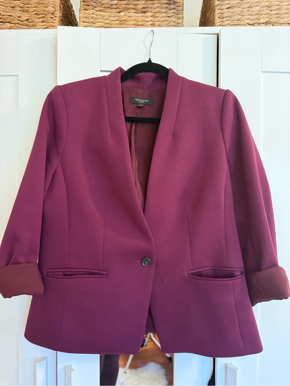 Ann Taylor Deep Plum Single-Button Blazer